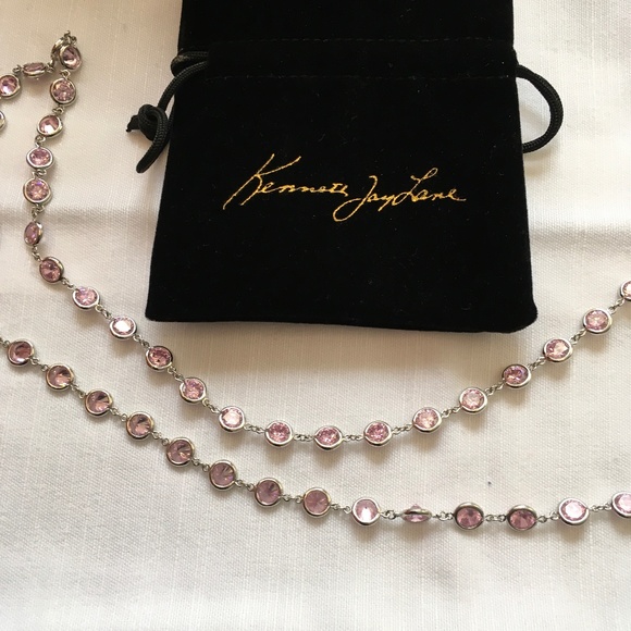 Kenneth Jay Lane Pink CZ Crystals Necklace - Picture 1 of 5